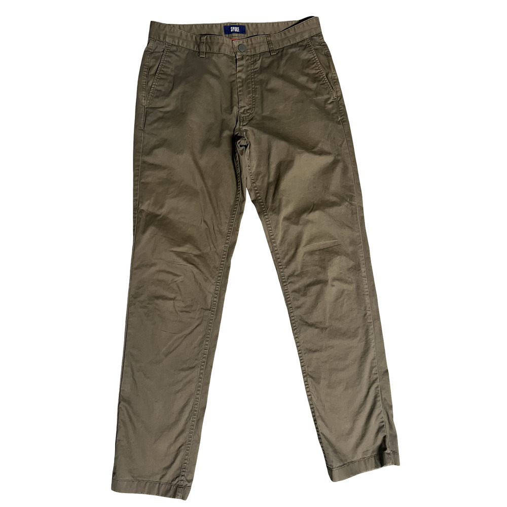 Spoke‎ Pants Mens 32x31 Brown Stretch Chino Twill Flat Front Casual Portugal